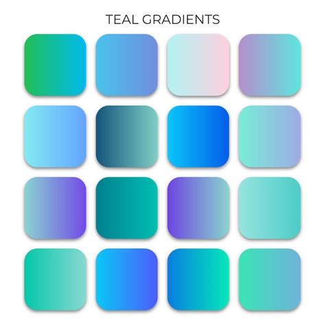 Premium Vector Set Of Teal Gradient Color Palette