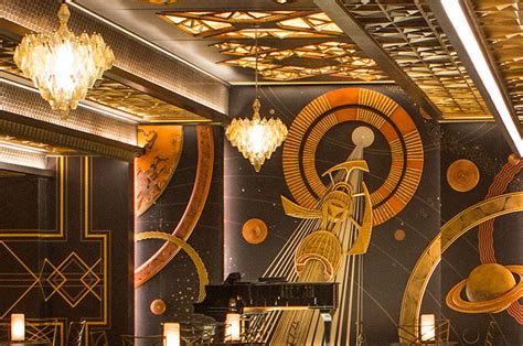 The Art Deco Meets Sci Fi Wall Coverings In Passengers Spaceship Bar