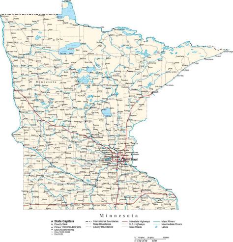 Minnesota State Map In Fit Together Style To Match Other States