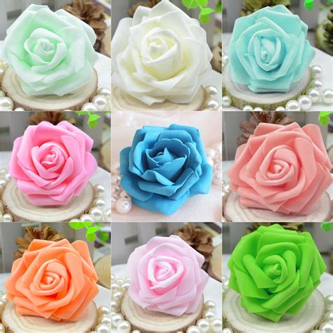 50 Pcs Artificial Foam Rose Flowers Home Bouquet Wedding Party Craft