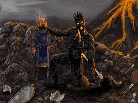 Sauron Burns Gil Galad Middle Earth Art Tolkien Art Lotr Art