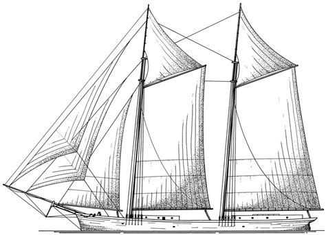 Schooner Line Drawing Of A Two Masted Schooner By Jack Sal Flickr