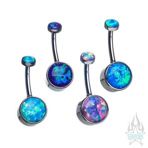 Bezel Set Opal Navel Curve Large 8mm Body Jewelry For Body