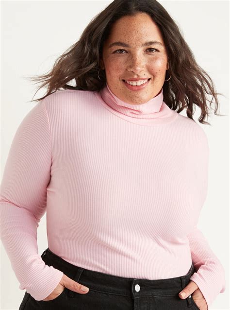Old Navy Womens Rib Knit Long Sleeve Turtleneck Top Pink Size M 2x 23