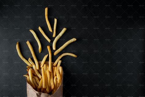 French Fries On Black Background Stock Photos Motion Array