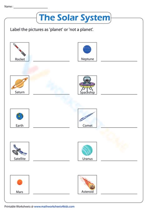 Planets In The Solar System Worksheet