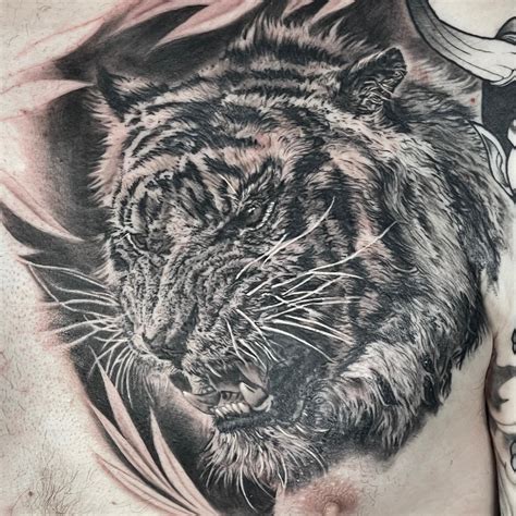 Fierce Tiger Head Tattoo Black Rose Tattoo Shop