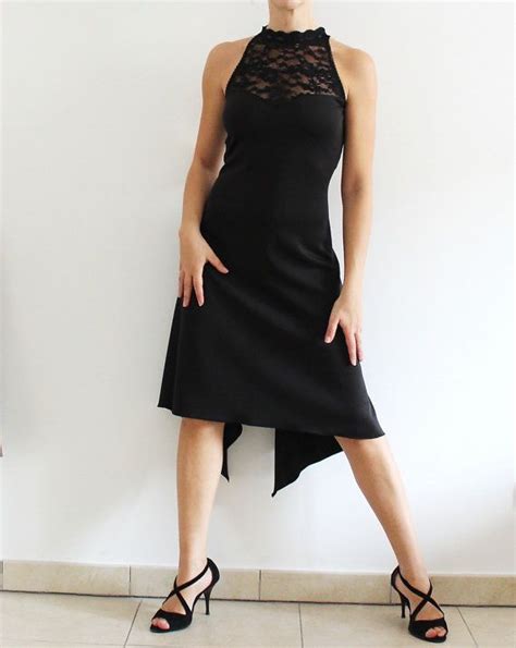 Black Lace Back Dance Dress For Argentine Tango Milonga Party Etsy Tango Dress Tango