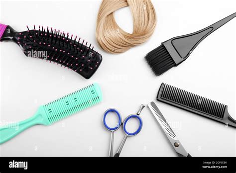 Professional Hairdresser Equipment Isolated On White Stock Photo Alamy