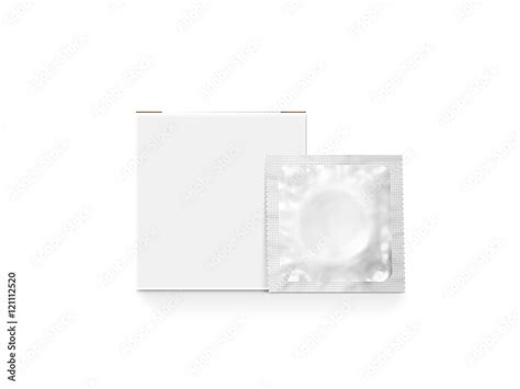 blank white box with condom packet mockup isolated clipping path 3d illustration sexual