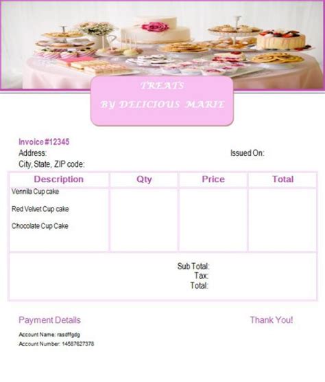 7 Free Cake Invoice Templates For Bakery Business Template Sumo