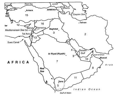 Map Of Southwest Asia Countries Middle East Diagram Quizlet