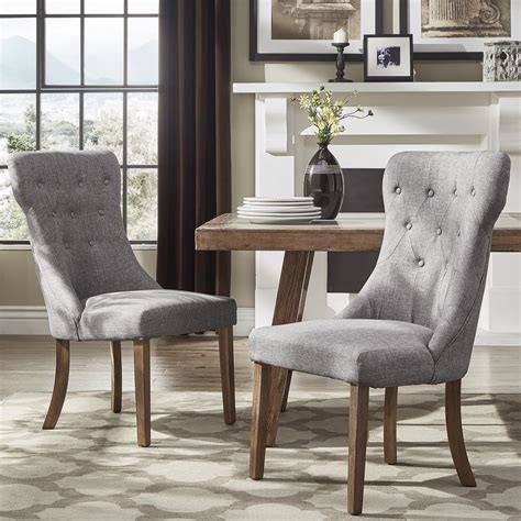 Weston Home Kirk Button Tufted Dining Chair Set Of 2 Grey