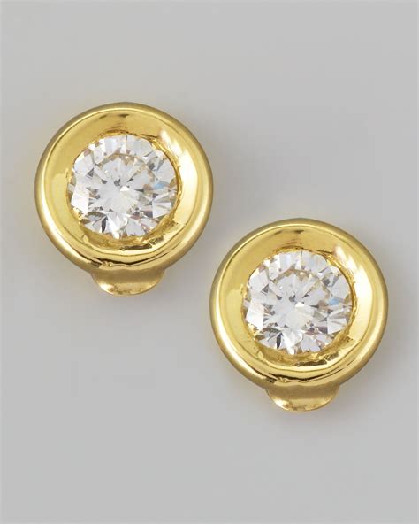 Roberto Coin K Yellow Gold Diamond Solitaire Stud Earrings In Gold Lyst