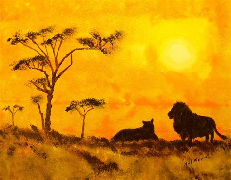 African Sunset Painting By Rich Mason