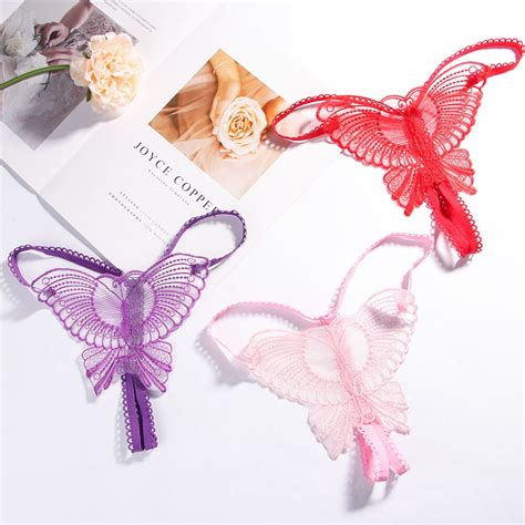sexy butterfly fashion women embroidery hollow out thongs g string v string panties knickers