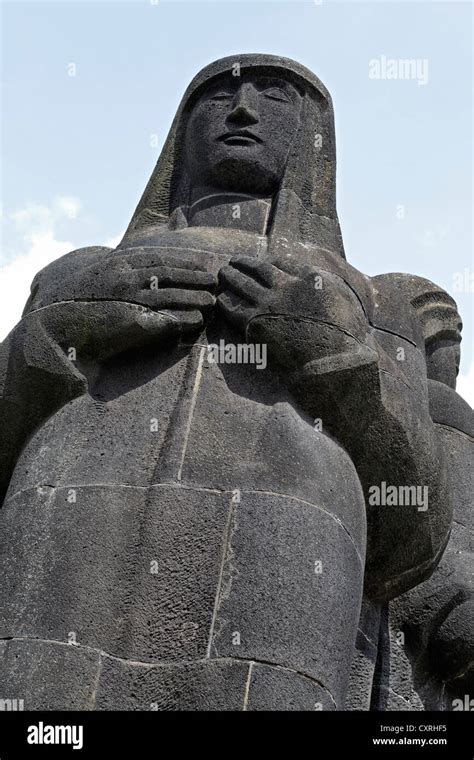 Colossal Female Figure Sculpture Made Of Basalt Lava Memorial At
