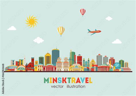Minsk City Detailed Skyline Vector Illustration Stock Vector Stock