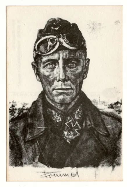 Wwii Nazi German General Erwin Rommel Postcard Reproduction