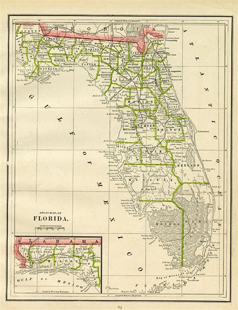 Atlas Map Of Florida 1886