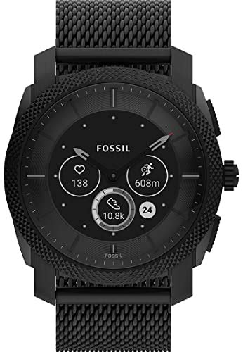 Montre Connect E Hybride Gen Machine De Fossil En Acier Inoxydable Noire Avec Bracelet En