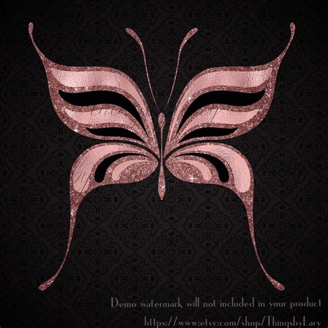 30 Rosegold Glitter Foil Butterfly Digital Images 300 Dpi Etsy