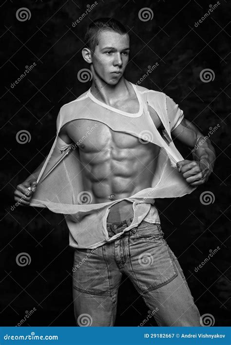 Boy Tearing T Shirt Stock Image Image Of Fitness Emotion 29182667