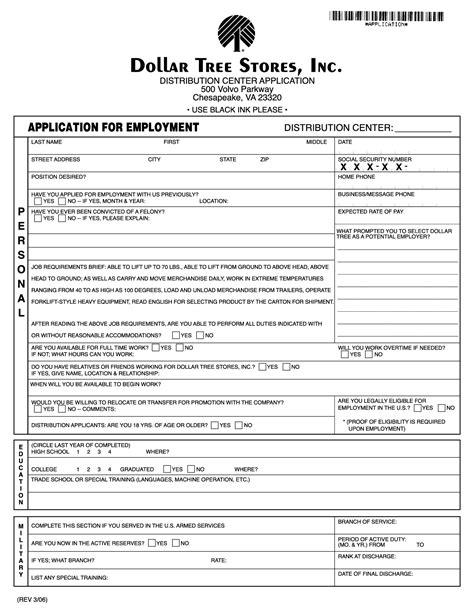 If the substance of your letter of application sample is okay, then it must have been the format. Dollar Tree Printable Application | Dollar Tree employment ...