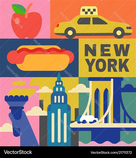 New York Culture Travel Set Royalty Free Vector Image