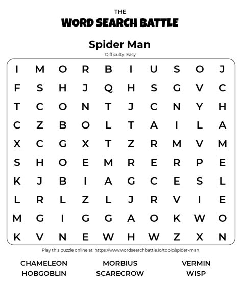 Spider Outline Printable Printable Word Searches