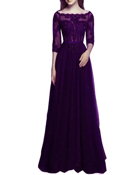 emmani women s sleeves long gauze formal party dresses purple