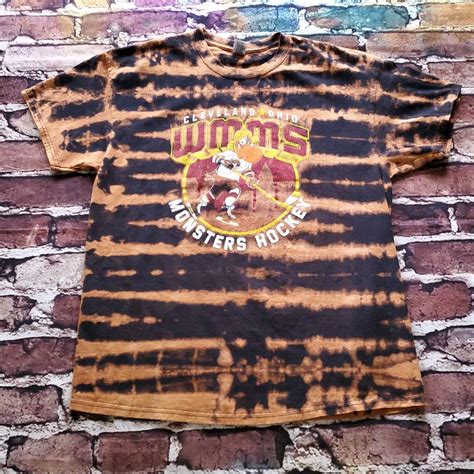 Cleveland Wmms Monsters Hockey Bleached T Shirt Extra Large Etsy
