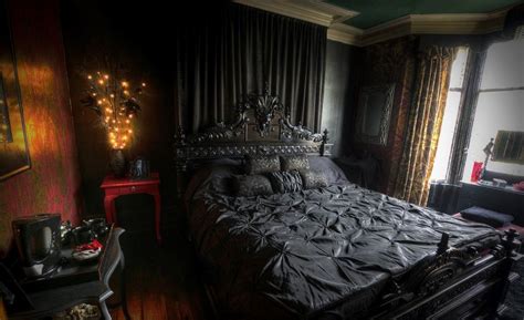 Modern Dark Victorian Gothic Bedroom With Black Silk Bedding Gothic