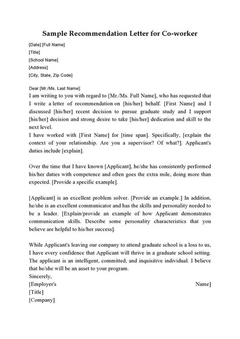 Letter Of Recommendation For Coworker Examples Templatearchive
