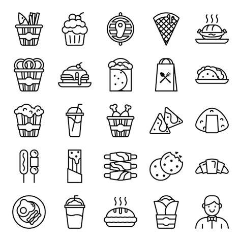 Pack De Iconos De Comida R Pida Vector Premium