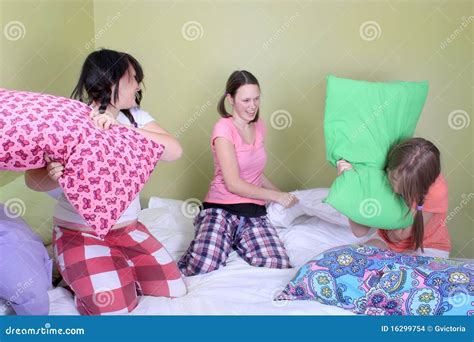 Teen Pillow Fight Stock Images Image 16299754