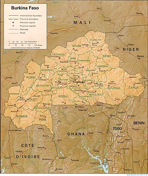 Landkarte Burkina Faso Reliefkarte Karten Und