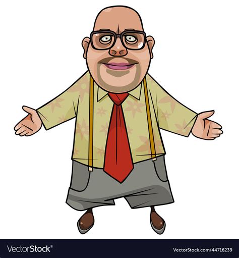 Cartoon Overweight Man With Glasses Friendly Vector Image