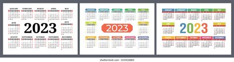 Vector Calendar 2023 Set Landscape Design เวกเตอร์สต็อก ปลอดค่า