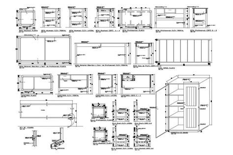 Multiple Wooden School Furniture Elevations And Carpentry Details Dwg