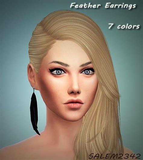 Salem2342 Feather Earrings • Sims 4 Downloads Feather Earrings Sims