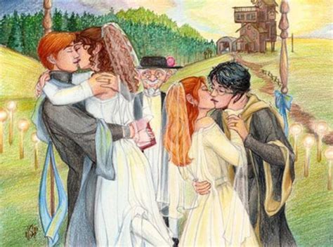 Double Wedding Über Nerd Extraordinaire Harry Potter Fan Art Harry Ginny Harry Potter Wedding