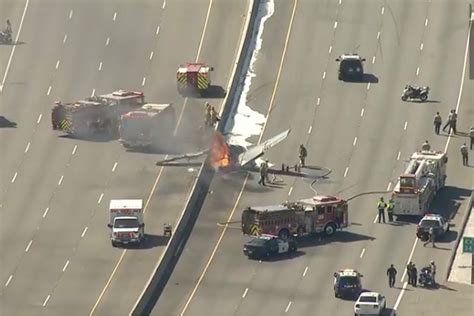 Plane Crashes On 101 Freeway In Los Angeles