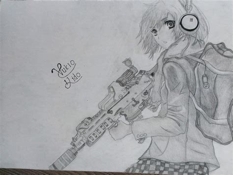 Anime Girl With Gun By Draguecz On Deviantart