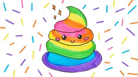 How To Draw A Rainbow Poop Emoji Easy For Kids Youtube
