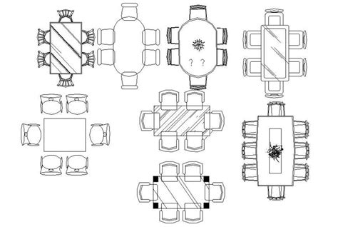 Multiple Dining Table Elevation Blocks For Hotel Cad Drawing Details