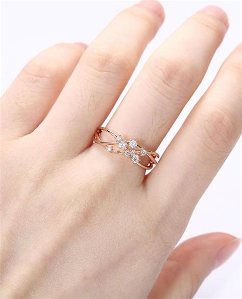 Floral Pearl Engagement Ring Rose Gold Flower Ring Unique Art Etsy