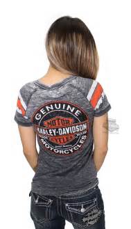 Harley Davidson Womens Genuine Oil Can Trademark B S Burnout V Neck