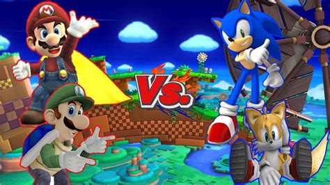 Ssbb Wiiu Modded Battles Mario And Luigi Vs Sonic And Tails Youtube