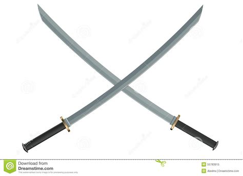 Two Crossed Japanese Samurai Katana Swords Royalty Free Stock Photo